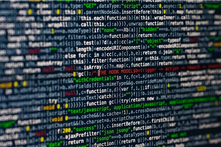JavaScript code being displayed on a monitor